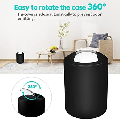 Compact 6-Piece Black Plastic Bathroom Accessories Set with Small Trash Can, Soap Dispenser, Toothbrush Holder, Cup, Soap Dish, Toilet Brush for Guest Bathroom Dorm Apartment