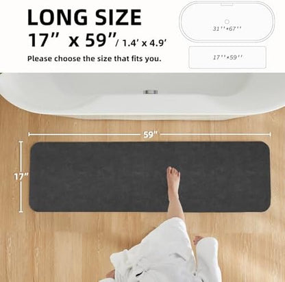TYUU Thin Bath Mat Runner, Bathroom Rugs Non Slip Washable, 17x59 Dark Grey