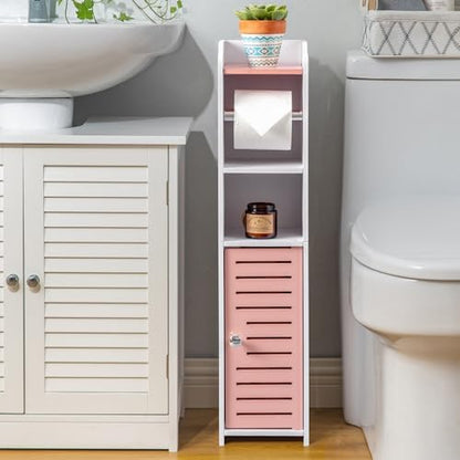 AOJEZOR Toilet Paper Holder Stand: Drill Free for Small Bathroom Renters