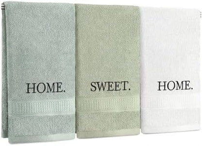 FuWeave 3 Pcs Sage Green Decorative Hand Towels Bathroom, Home Sweet Home