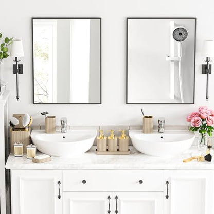 Bathroom Accessory Set - Bathroom Set, 12PC Bathroom Accessories Set, Beige Bathroom Accessories Set, Mini Trash Can, Toilet Brush, Trash Can & Soap Dispenser