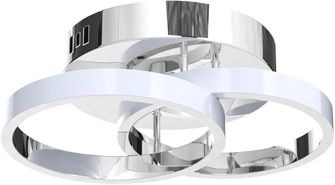 CANEOE Round Modern Led Ceiling Light Fixtures, 6000K Cool White Hallway Light Fixtures Ceiling, Bathroom Close to Ceiling Lights for Corridor Stair Aisle Lamps (Chrome, 1 Pack)