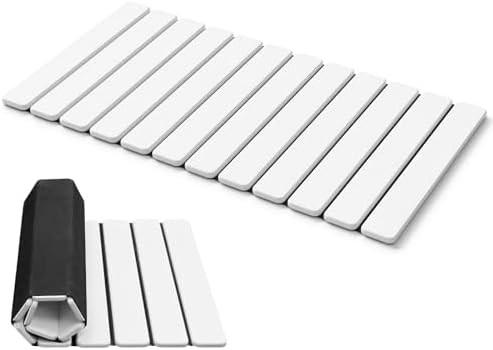 AWW Foldable Stone Bath Mat, Diatomaceous, 31.5"x15.7", White