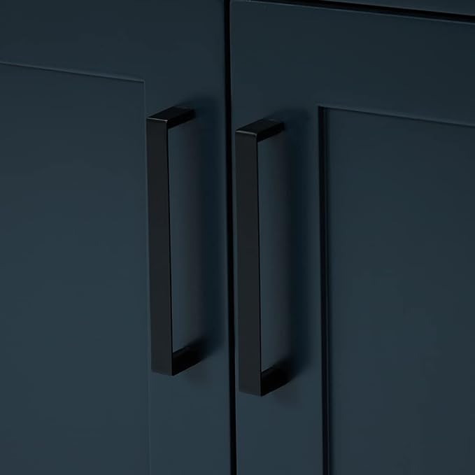 ARIEL Hepburn 36-inch Bathroom Vanity Base Cabinet,Solid Wood, 2 Soft Closing Doors, 5 Dovetail Drawers, Midnight Blue