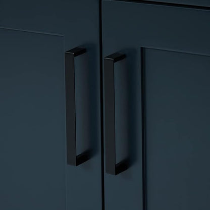 ARIEL Hepburn 36-inch Bathroom Vanity Base Cabinet,Solid Wood, 2 Soft Closing Doors, 5 Dovetail Drawers, Midnight Blue
