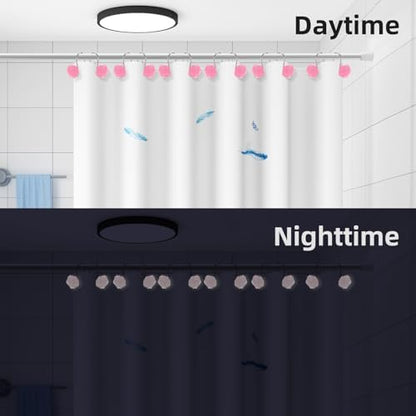 Rose Shower Curtain Hooks, Glow in The Dark, Pretty Floral Themed Elegant Bathroom Decor, Purple