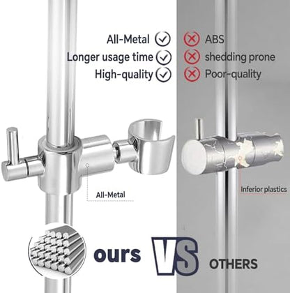 Shower Slide Bar Adjustable Handheld Shower Head Holder Wall Mount - 15inch All-Metal Shower Head Slide Bar Compatible with Bathroom Drill Free Glue Installation - Polished Chrome