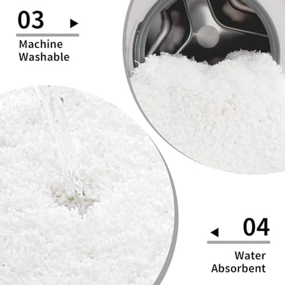 Disolla White Bathroom Rug 24x48 - Non-Slip Plush Thick Bath Mat, Highly Absorbent & Ultra Soft Fluffy Floor Mat, Machine Washable for Shower and Tub
