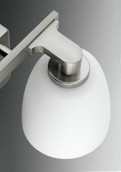 Progress Lighting 1 Light Bathroom Vanity Light, Coastal Style Modern Bath Lighting Fixture with Etched White Glass Shade for Over the Mirror, Reversible Mounting, Fleet Collection, Brushed Nickel
