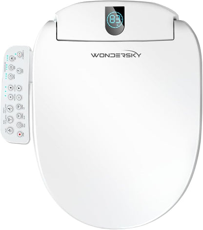 Smart Electric Heated Bidet Toilet Seat, Warm Water & Air Dryer, Round | Multi Wash Modes, Self-Cleaning Nozzle, Soft Close Lid, Side Panel Control, Night Light, LED Display, Adjustable Temperature