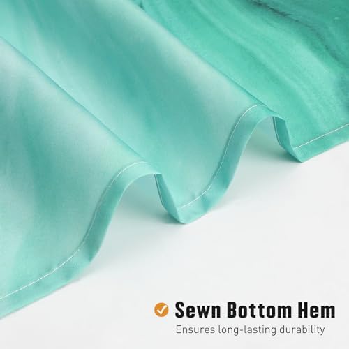 Teal Blue Marble Fabric Shower Curtain, Abstract Watercolor, 72 x 72