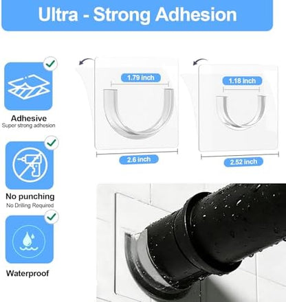 Shower Curtain Rod Holder with Strong Adhesive,4 Pcs,No Drilling