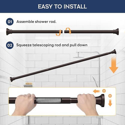 Adjustable Shower Curtain Rod 31-80 Inch, Never Rust Stainless Steel Brown Tension Rod, 1" Heavy Duty No-Drill for Bathroom, Kitchen & Closet