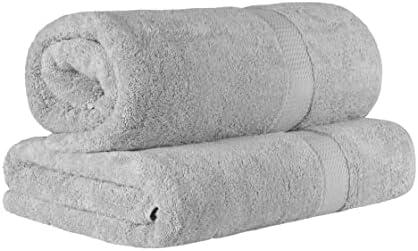 SUPERIOR Egyptian Cotton Pile Heavyweight Bath Sheet, 2 Piece Set, Silver