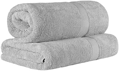 SUPERIOR Egyptian Cotton Pile Heavyweight Bath Sheet, 2 Piece Set, Silver
