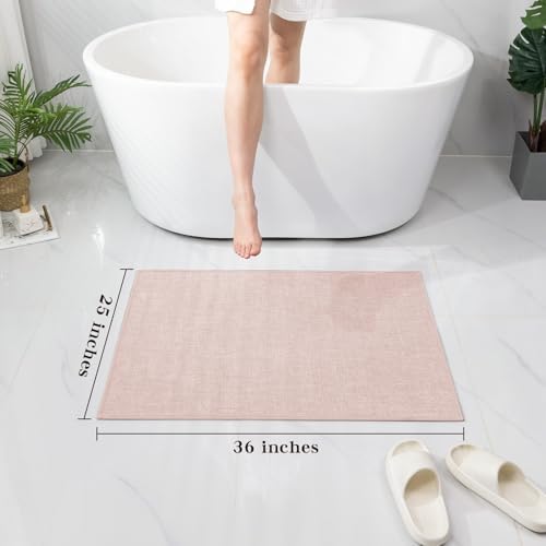 chakme Bathroom Rugs Mat 36x25, Ultra Thin Non Slip Bath Mat Large Quick Dry Absorbent Bath Mat for Bathroom Floor, (Pink, 36"x25")