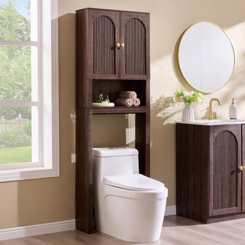 72" Over The Toilet Storage Cabinet, Wooden Bathroom Storage Cabinet, Brown