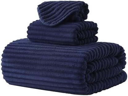 3 Pack Bath Towel Set, 40"x80" Oversized Bath Sheet,Navy Blue