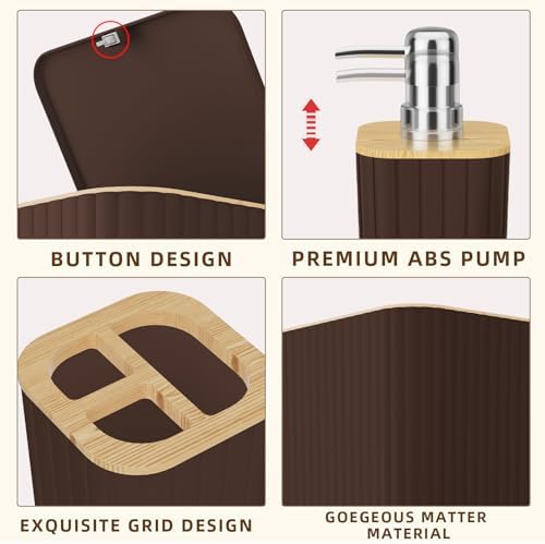 XLHOMO Bathroom Accessories Set - 25PC Brown Bathroom Set, Bathroom Set with Shower Curtain and Rugs, Brown Shower Curtain Set, Toilet Brush, Bathroom Trash Can