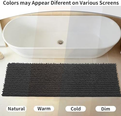 Disolla Dark Grey Bathroom Runner Rug 24x60 Inch - Large Long Chenille Bath Mat, Thick Shaggy Plush Absorbent Floor Mat, Non-Slip Runner for Master Bathroom and Bedside