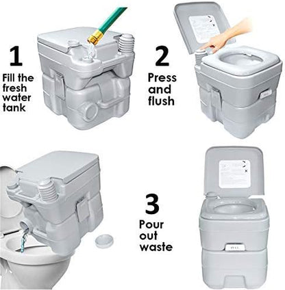 HongK- 5 Gallon 20L Portable Toilet Flush Travel Camping Commode Potty Outdoor/Indoor