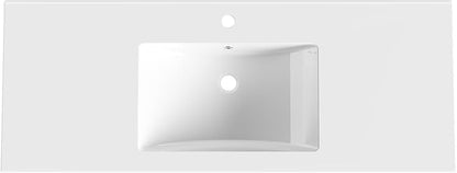 48 in. W x 18.2 in. D Single Sink Bathroom Vanity Top with Integrated Resin Basin, Stain-Resistant & Scratch-Resistant Bathroom Countertop, Without Matte Black Faucet & Pop up-Drain, White