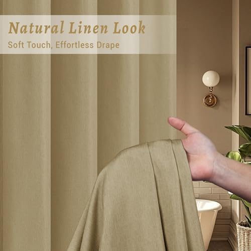 WONICY No Hook Shower Curtain with Liner for Bathrooms, Khaki, 71 x 74