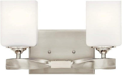 KICHLER Marette 13.5 " 2 Light Vanity Light with Satin Etched Cased Opal Glass in Brushed Nickel