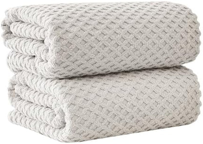Great Bay Home Oversized Bath Sheets - 100% Cotton 2 Pack 68x35 Extra Large Towel - Absorbent, Durable, Quick-Dry Towels for Bathroom (Light Grey)