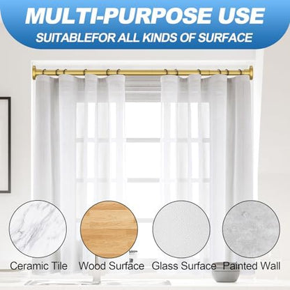 CorkLatta Gold Shower Curtain Rod 31 to 68 Inch,1 Inch Diameter Adjustable Spring Tension Stainless Steel Telescoping Rod,Easy Install,No Rust