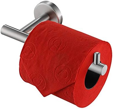 JQK Toilet Paper Holder, 5 Inch 304 Stainless Steel Thick 0.8mm Tissue Paper Dispenser for Bathroom, Hold Mega Rolls, Brushed Nickel Wall Mount, TPH100-BN