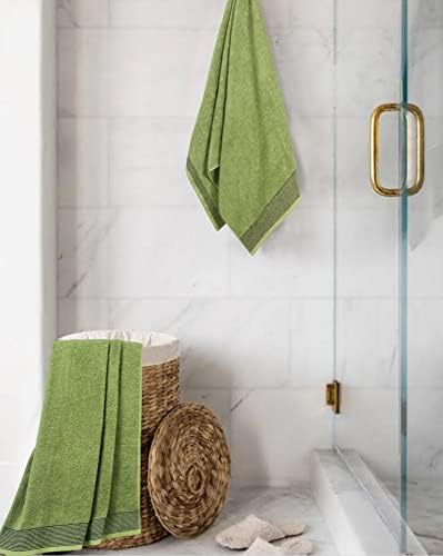 Belizzi Home Ultra Soft 2 Pack Oversized Bath Towel Set 28x55 inches, 100% Cotton Large Bath Towels, Ultra Absorbant Compact Quickdry & Lightweight Towel, Ideal for Gym Travel Camp Pool - Kiwi Green