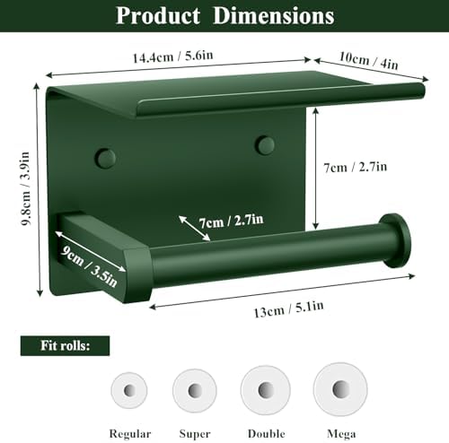 Toilet Paper Holder with Shelf Wall Mounted Toilet Paper Roll Dispenser