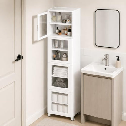 Vtopmart 63.2”H x 15.2“W Waterproof Bathroom Storage Cabinet for Tiny Space