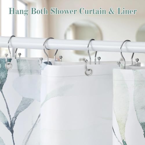 Goowin Shower Curtain Hooks, 12 Pcs Shower Curtain Rings, Stainless Steel Shower Curtain Hangers, Metal Shower Curtain Hooks Rings Rust Proof, Minimalist Shower Hooks for Shower Curtain, Chrome