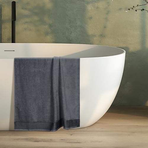 Belizzi Home Cotton 2 Pack Oversized Bath Sheet 35 x 70, Large Bath Sheet, Ultra Absorbent, Compact, Eco-Friendly and 100% Recyclable, Quick Drying and Lightweight Towel - Charcoal Grey