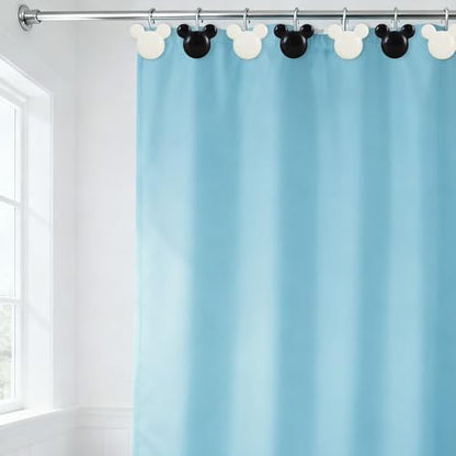 12-Piece Black White Mouse Shower Curtain Hooks for Bathroom