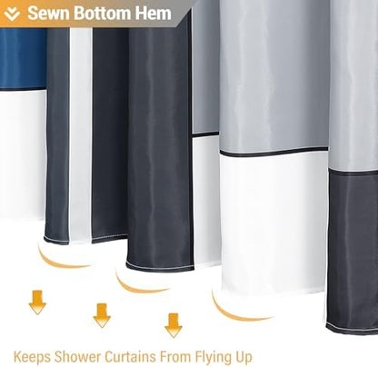 BTTN Navy Blue Modern Geometric Waterproof Fabric Shower Curtain, 72x72