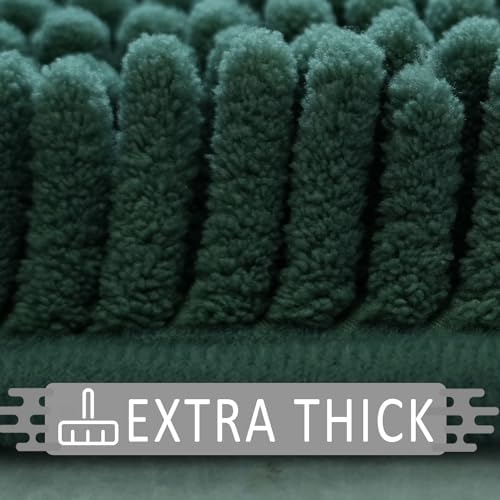 Bathroom Rugs Sets 3 Piece Non Slip,Bath Rugs with PVC Backing Bath Carpet,Bathroom Rug Washable,Absorbent,Plush Carpet Mats,Bath Mats for Bedroom, Kitchen,Tub,Home Decor Dark Green