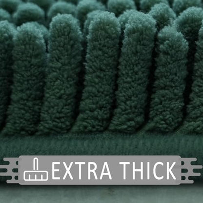 Bathroom Rugs Sets 3 Piece Non Slip,Bath Rugs with PVC Backing Bath Carpet,Bathroom Rug Washable,Absorbent,Plush Carpet Mats,Bath Mats for Bedroom, Kitchen,Tub,Home Decor Dark Green