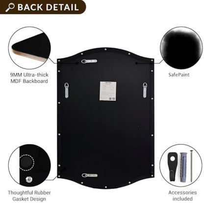 ANDY STAR Black Bathroom Mirror, 20"x30" Scalloped Wall Mirror in Stainless Steel Metal Frame, Unique Vanity Mirror with Modern Curved Edge Design, Ideal for Bathroom, Bedroom, Entryway
