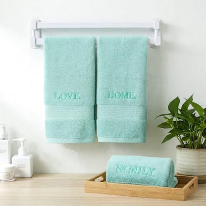 FuWeave 3 Pcs Decorative Hand Towels Bathroom Set,Aqua,Home Love Family