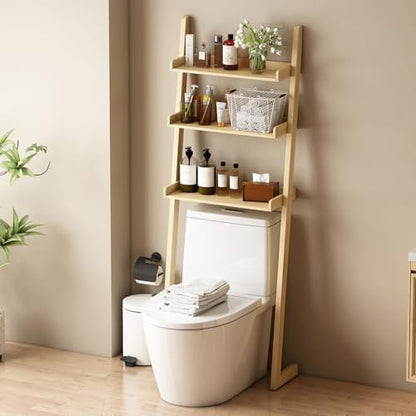 3-Tier Bathroom Over Toilet Storage for Small Space (Natural)