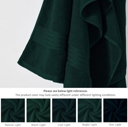 COZYART Luxury Bath Towel Set 6 Pcs, Deep Forest Green 100% Turkish Cotton
