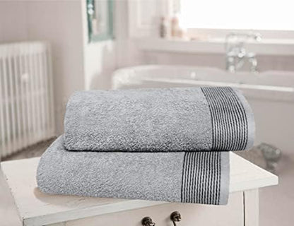 Belizzi Home Ultra Soft 2 Pack Oversized Bath Towel Set 28x55 inches, 100% Cotton Large Bath Towels, Ultra Absorbant Compact Quickdry & Lightweight Towel, Ideal for Gym Travel Camp Pool - Light Grey