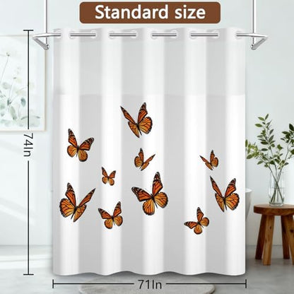 No Hook Shower Curtain with Snap in Liner 71x74 Inch