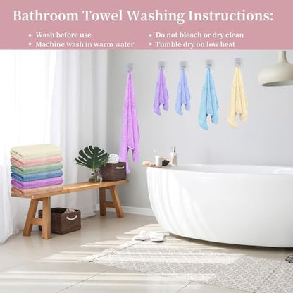 24 Pcs Bath Towel and Washcloths Set for Bathroom, Multicolor