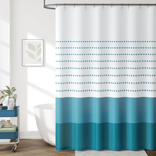 jinchan Boho Shower Curtain Blue and White 70x72 Inch 12 Hooks