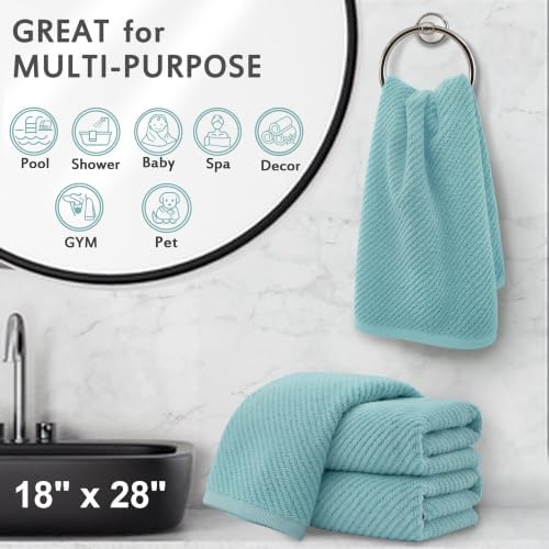 VOOVA & MOVAS Hand Towels 4PC, 100% Cotton, 18x28 in, Aqua Teal