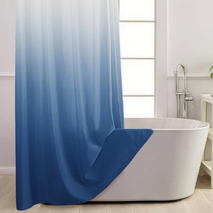 No Hook Shower Curtain and Liner for Bathroom, Ombre Light Blue, 71" x 74"